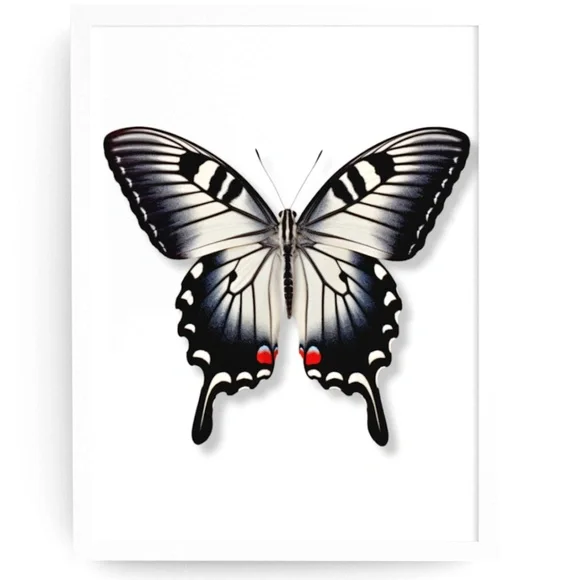 Watercolor Zebra Swallowtail Butterfly Wall Art Illustration Print Unframed - Picture 1 of 5